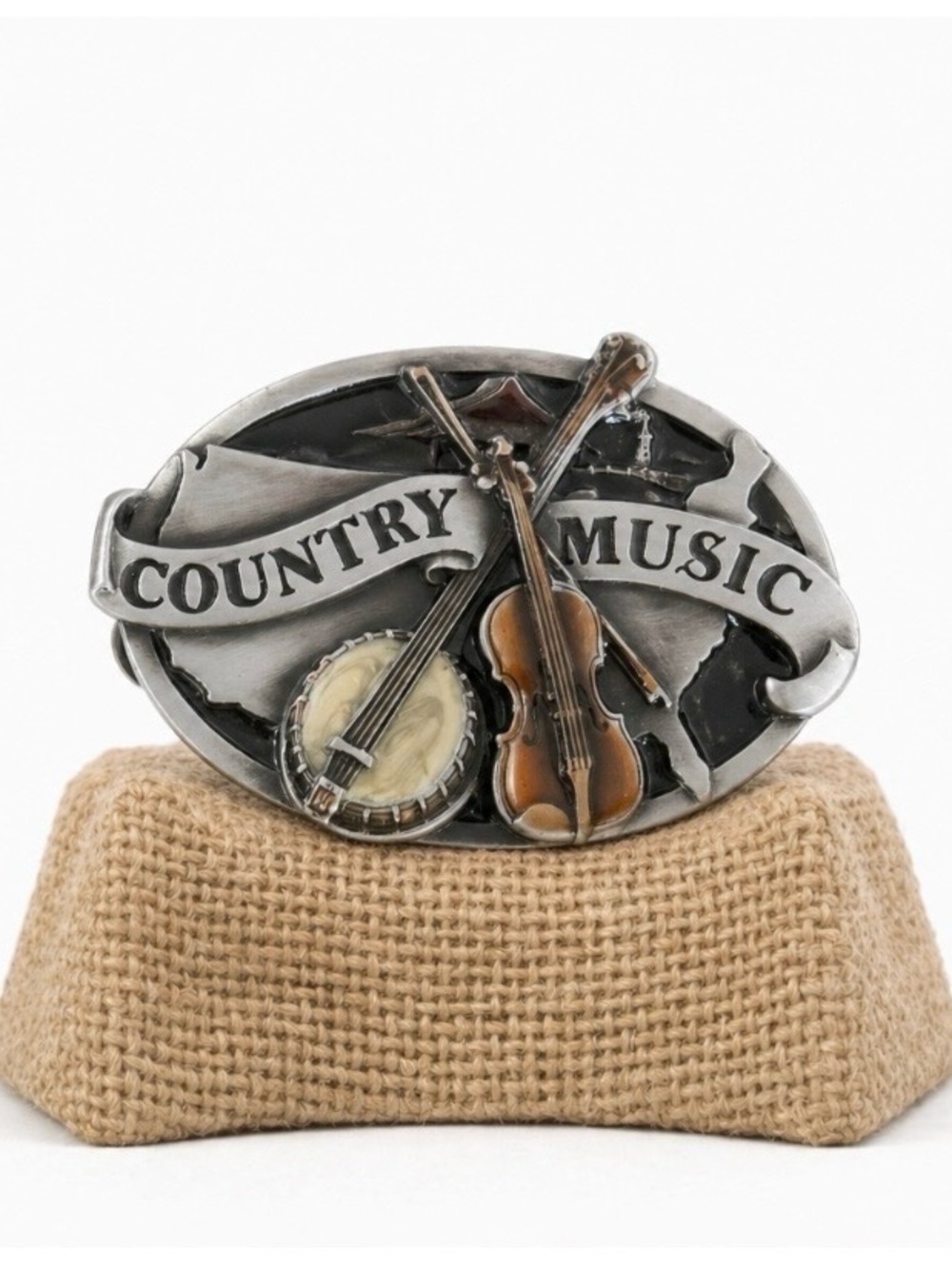 Vintage 1984 Pewter Country Music Belt Buckle E-29